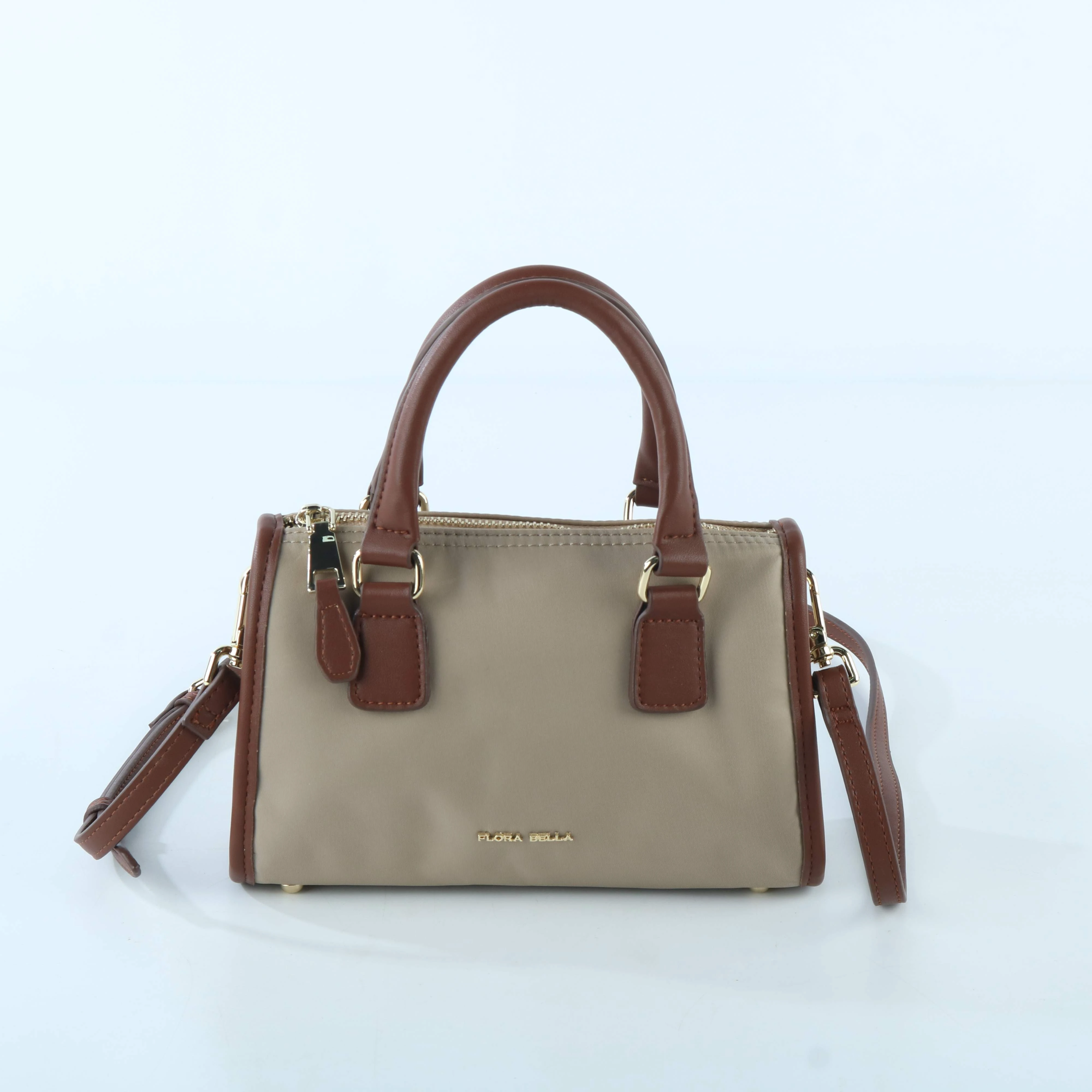 Flora Bella Mini Boston Bag - Nylon & Leather Crossbody Handbag for Women